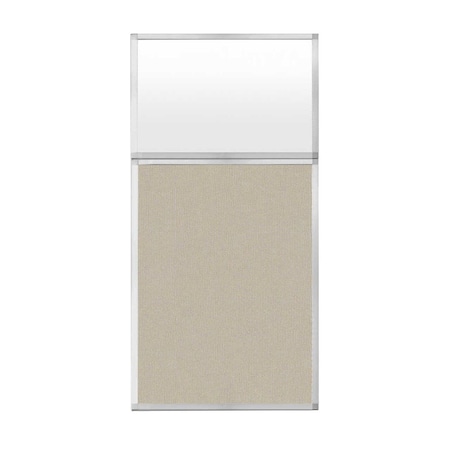 Versare Hush Panel Configurable Cubicle Partition 3' x 6' W/ Window Sand Fabric Frosted Window 1852318-3